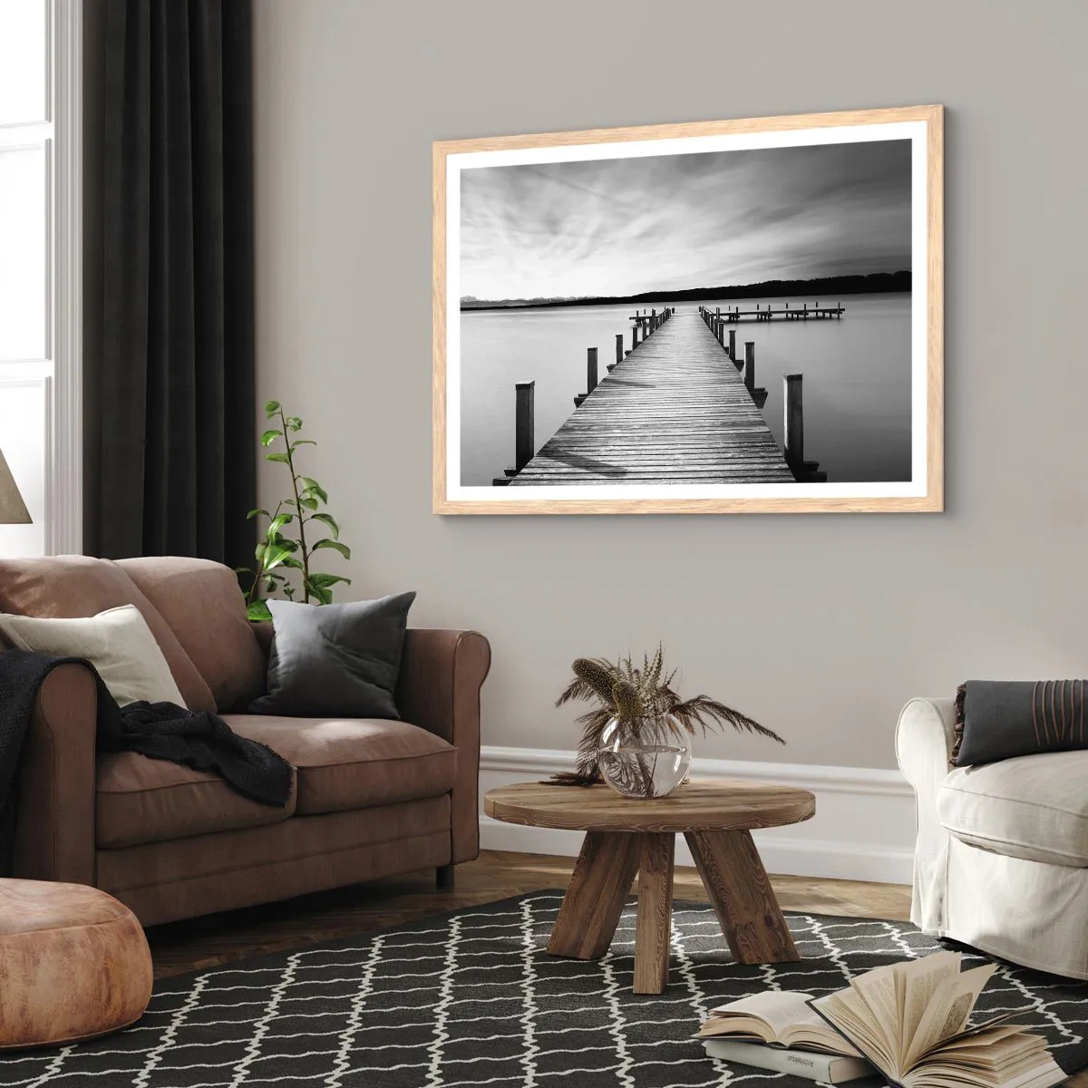 Plakat w ramie jasny dąb - U wodopoju – spokoju - 50x40 cm