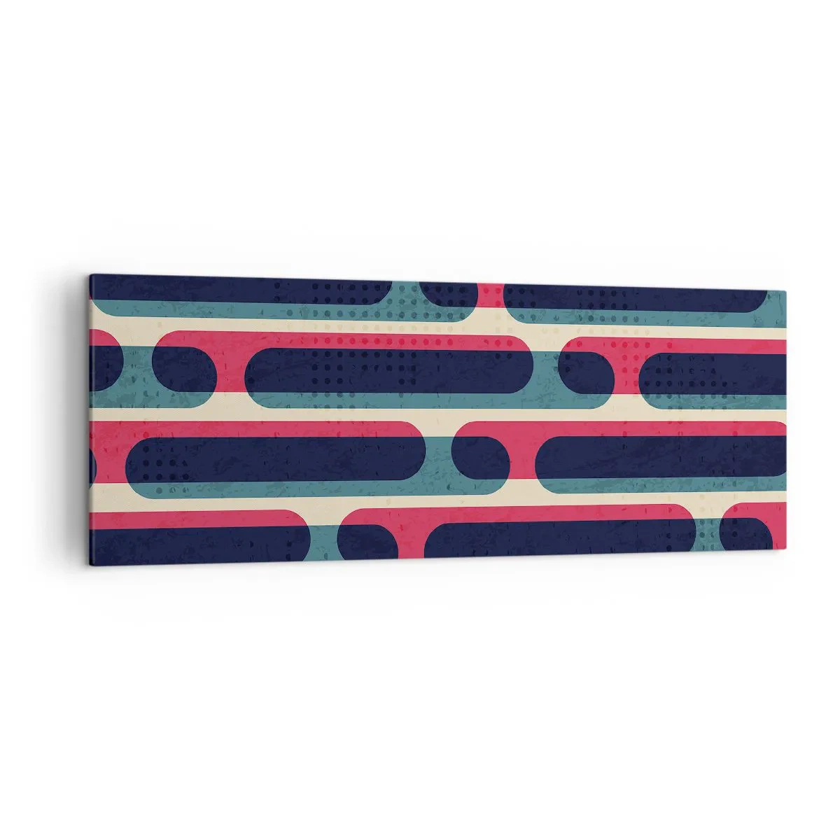 Obraz na płótnie - Geometryczny wzór w stylu retro z pastelowymi barwami - 140x50cm - W głąb i do przodu - Nowoczesna dekoracja ścienna do salonu i sypialni ARTTOR