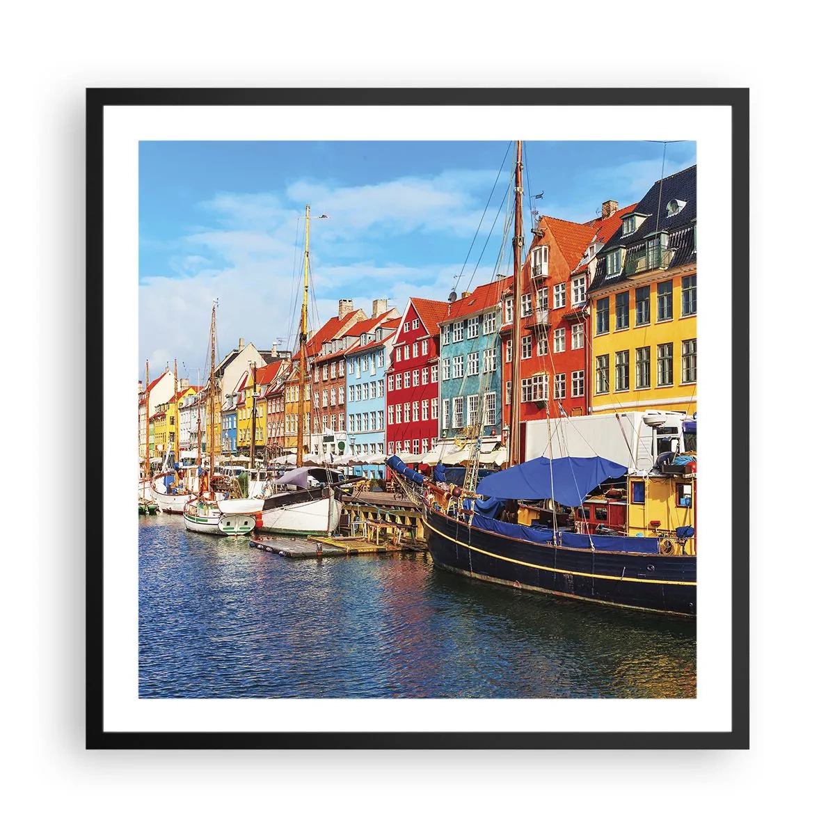 Plakat w czarnej ramie - Radosne nabrzeże - 60x60 cm