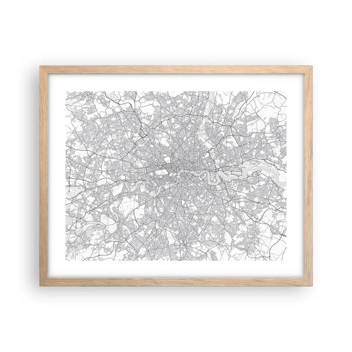 Plakat w ramie jasny dąb - Mapa londyńskiego labiryntu - 50x40 cm