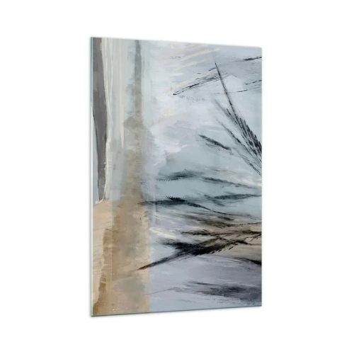 Obraz na szkle - Malowniczy krajobraz zimowy z polami i trawami - 70x100cm - Zimowe pola - Nowoczesna dekoracja ścienna do salonu i sypialni ARTTOR