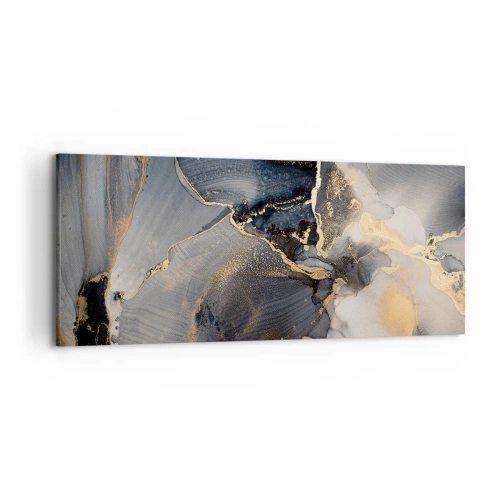 Obraz na płótnie - Abstrakcyjne złoto i szarość na płótnie - 120x50cm - Życie kamienia - Nowoczesna dekoracja ścienna do salonu i sypialni ARTTOR