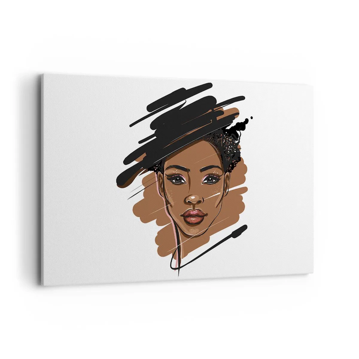 Obraz na płótnie - Portret kobiety z artystycznymi pociągnięciami farby - 120x80cm - Słodka jak czekolada - Nowoczesna dekoracja ścienna do salonu, kuchni i sypialni ARTTOR
