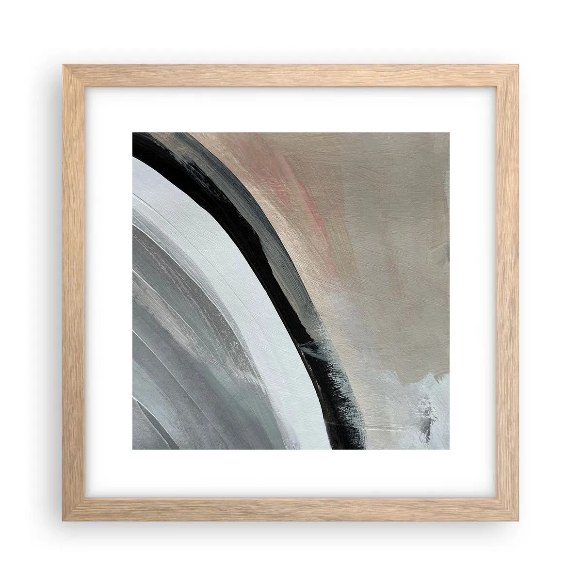 Plakat w ramie jasny dąb - Kompozycja: łuk czerni i szarości - 30x30 cm