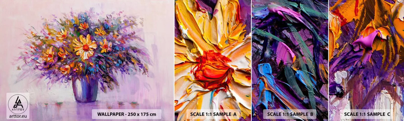 Fototapeta Próbka Samoprzylepna Deluxe Sticker - Słodko pachnie, słodko wygląda - Kwiaty W Wazonie, Sztuka, Bukiet Kwiatów - 100x30 cm