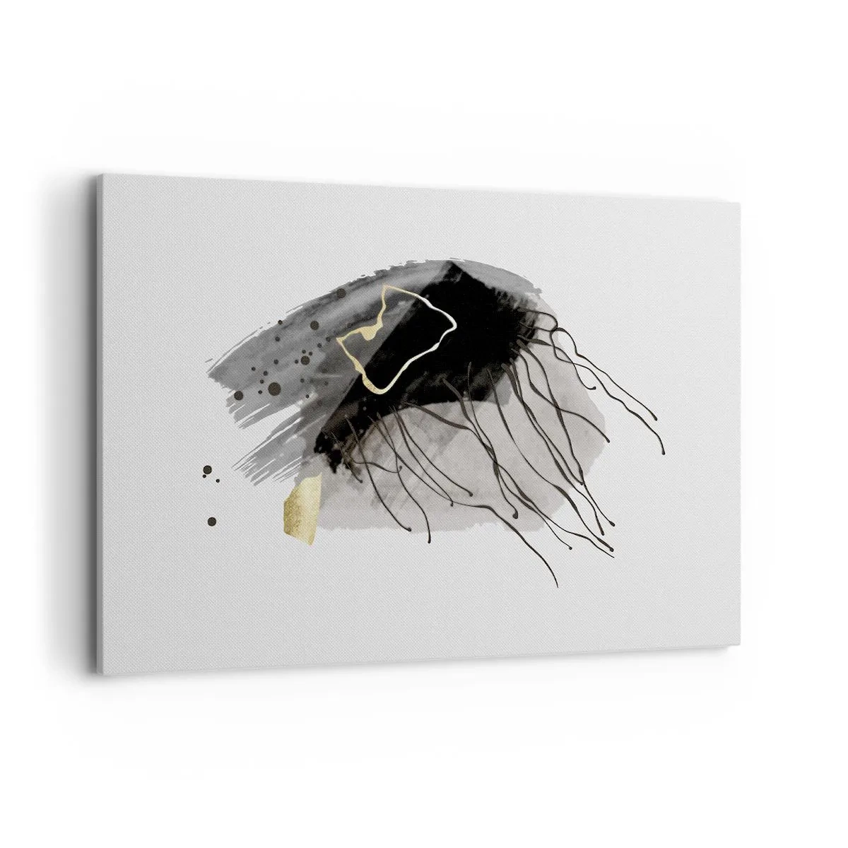 Obraz na płótnie - Abstrakcyjna kompozycja z akcentami czerni i złota - 120x80cm - W czerni i w złocie - Nowoczesna dekoracja ścienna do salonu, kuchni i sypialni ARTTOR