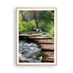 Plakat w ramie jasny dąb - Nad pienistą kaskadą - 70x100 cm