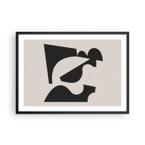 Plakat w czarnej ramie - Abstrakcyjna kompozycja geometryczna w czerni i bieli - 70x50cm - Do samodzielnego składania - Nowoczesna dekoracja ścienna do salonu i sypialni ARTTOR