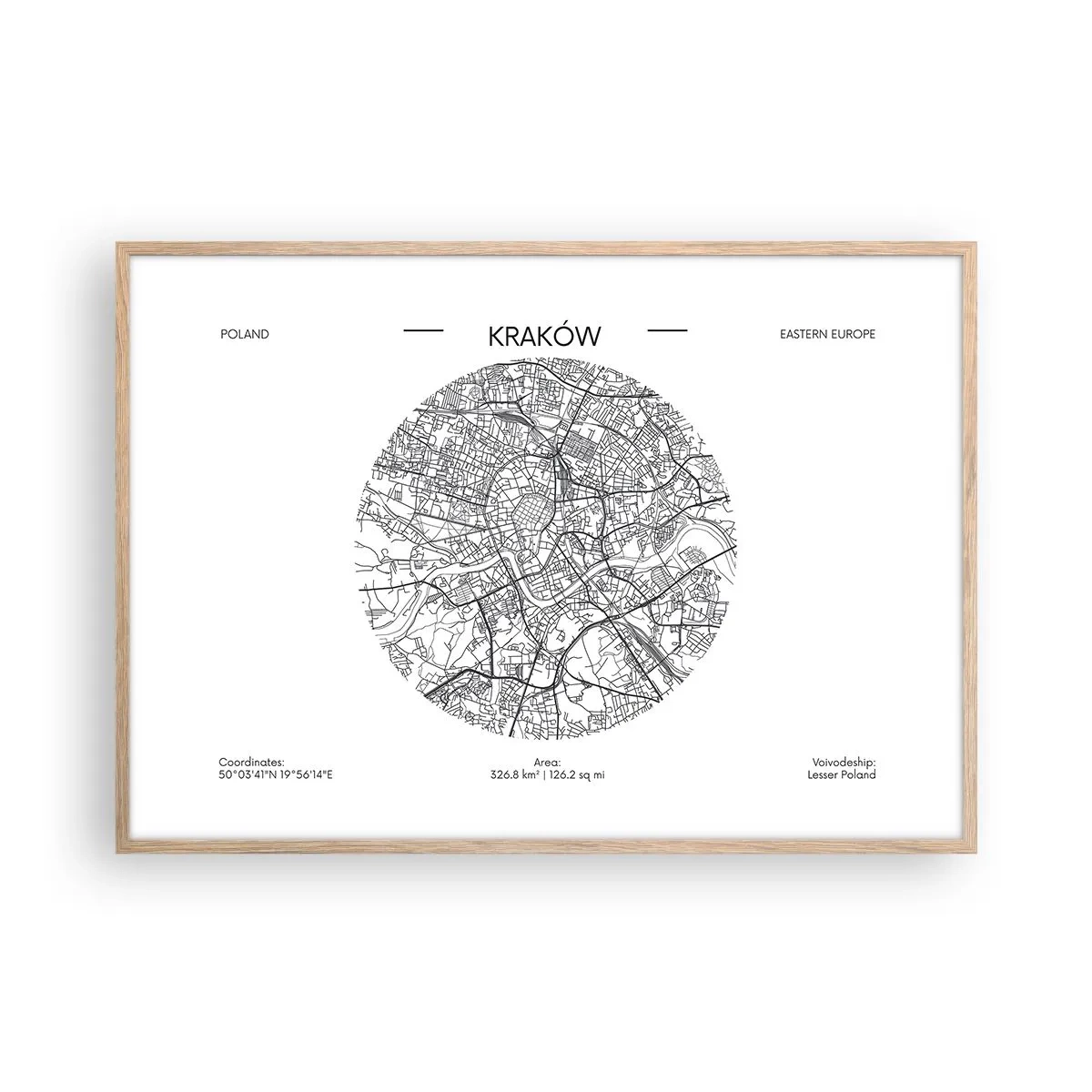 Plakat w ramie jasny dąb - Anatomia Krakowa - 100x70 cm