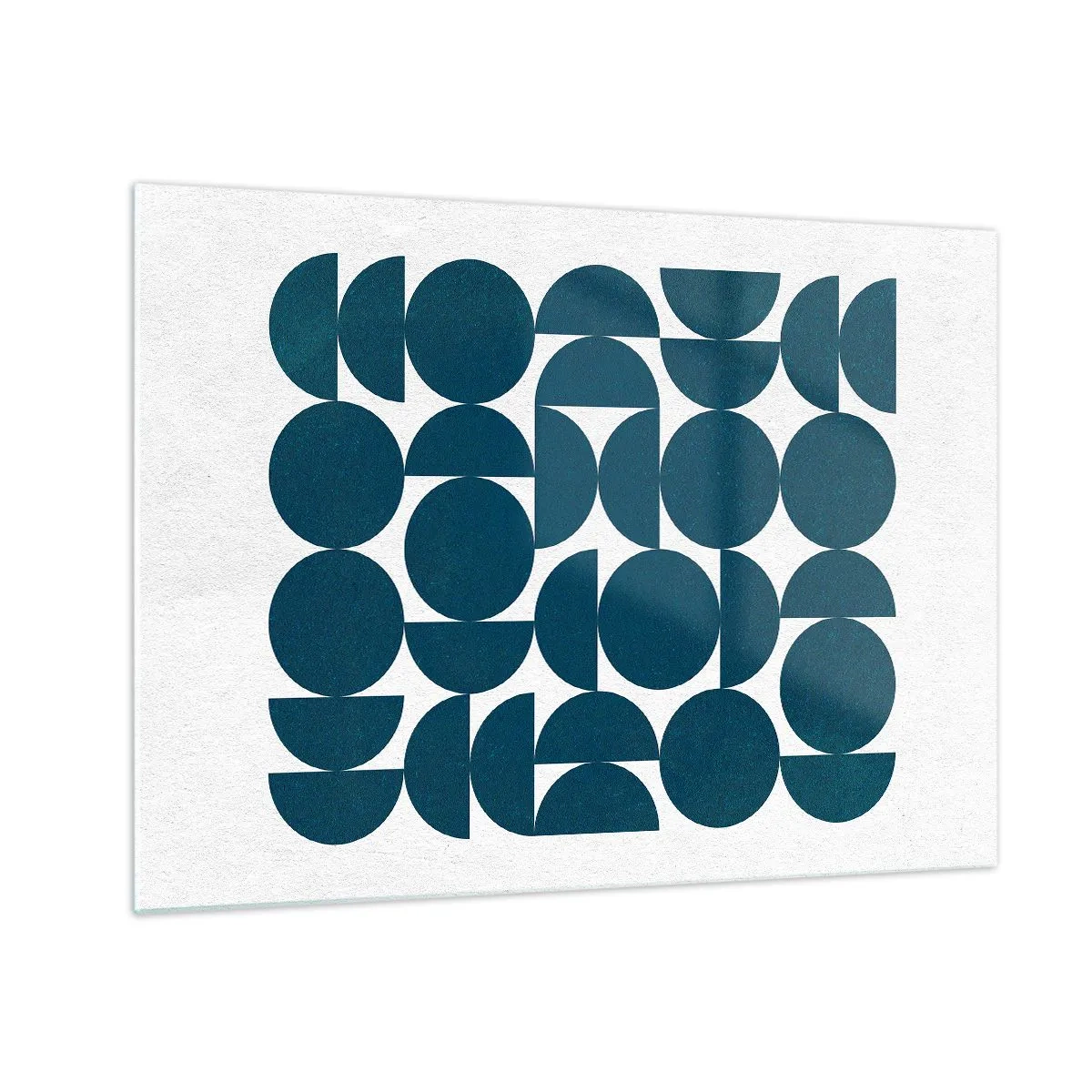 Obraz na szkle - Nowoczesna kompozycja złożona z granatowych kół i półkoli - 70x50cm - Koła i półkola - Nowoczesna dekoracja ścienna do salonu i sypialni ARTTOR