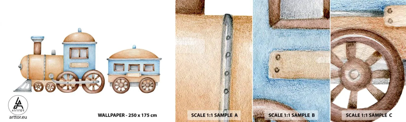 Fototapeta Próbka Samoprzylepna Deluxe Sticker - Stoi na stacji... - Dziecięcy, Pociąg, Retro - 100x30 cm