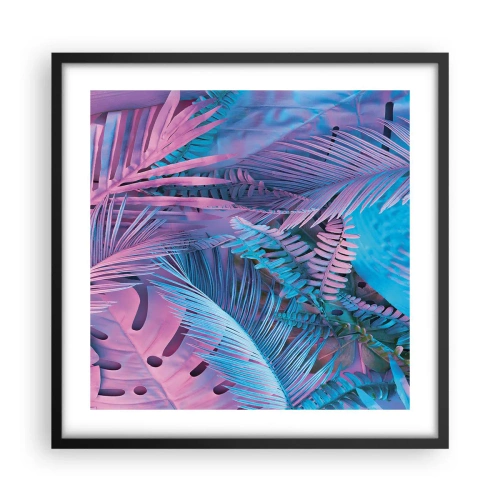 Plakat w czarnej ramie - Tropiki w różu i błękicie - 50x50 cm