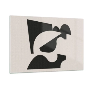 Obraz na szkle - Abstrakcyjna czarno-biała kompozycja geometryczna - 120x80cm - Do samodzielnego składania - Nowoczesna dekoracja ścienna do salonu, kuchni i sypialni ARTTOR