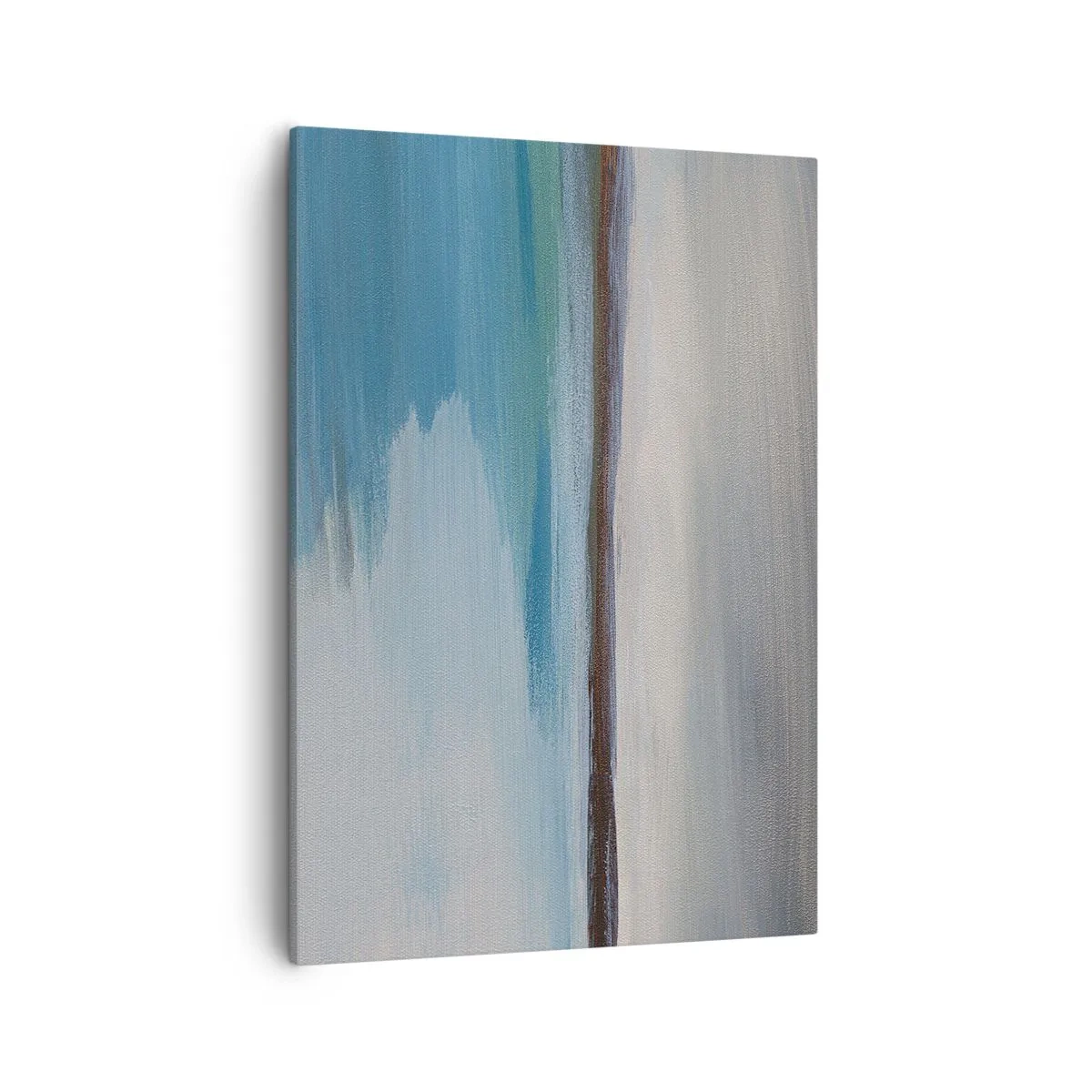 Obraz na płótnie - Abstrakcyjna kompozycja inspirowana pejzażem z dominującymi odcieniami błękitu i beżu. - 50x70cm - Pejzaż horyzontalny - Nowoczesna dekoracja ścienna do salonu, kuchni i sypialni ARTTOR