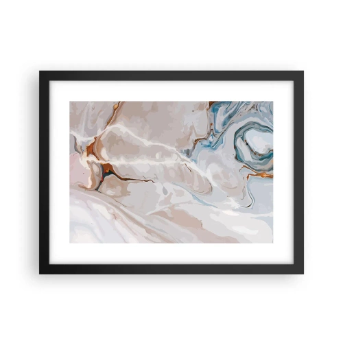 Plakat w czarnej ramie - Błękitne meandry pod bielą - 40x30 cm