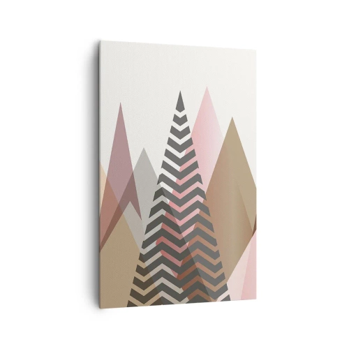 Obraz na płótnie - Kolorowe geometryczne góry w pastelowych odcieniach - 80x120cm - Piramidalny widok - Nowoczesna dekoracja ścienna do salonu i sypialni ARTTOR