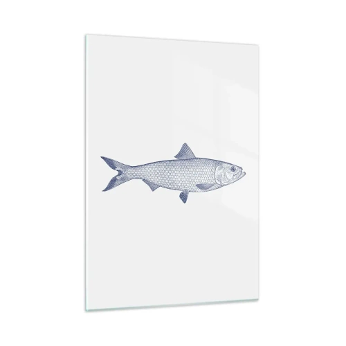 Obraz na szkle - Szkic ryby w stylu vintage na jasnym tle - 50x70cm - Pozdrowienia z północnych mórz - Nowoczesna dekoracja ścienna do salonu, kuchni i sypialni ARTTOR