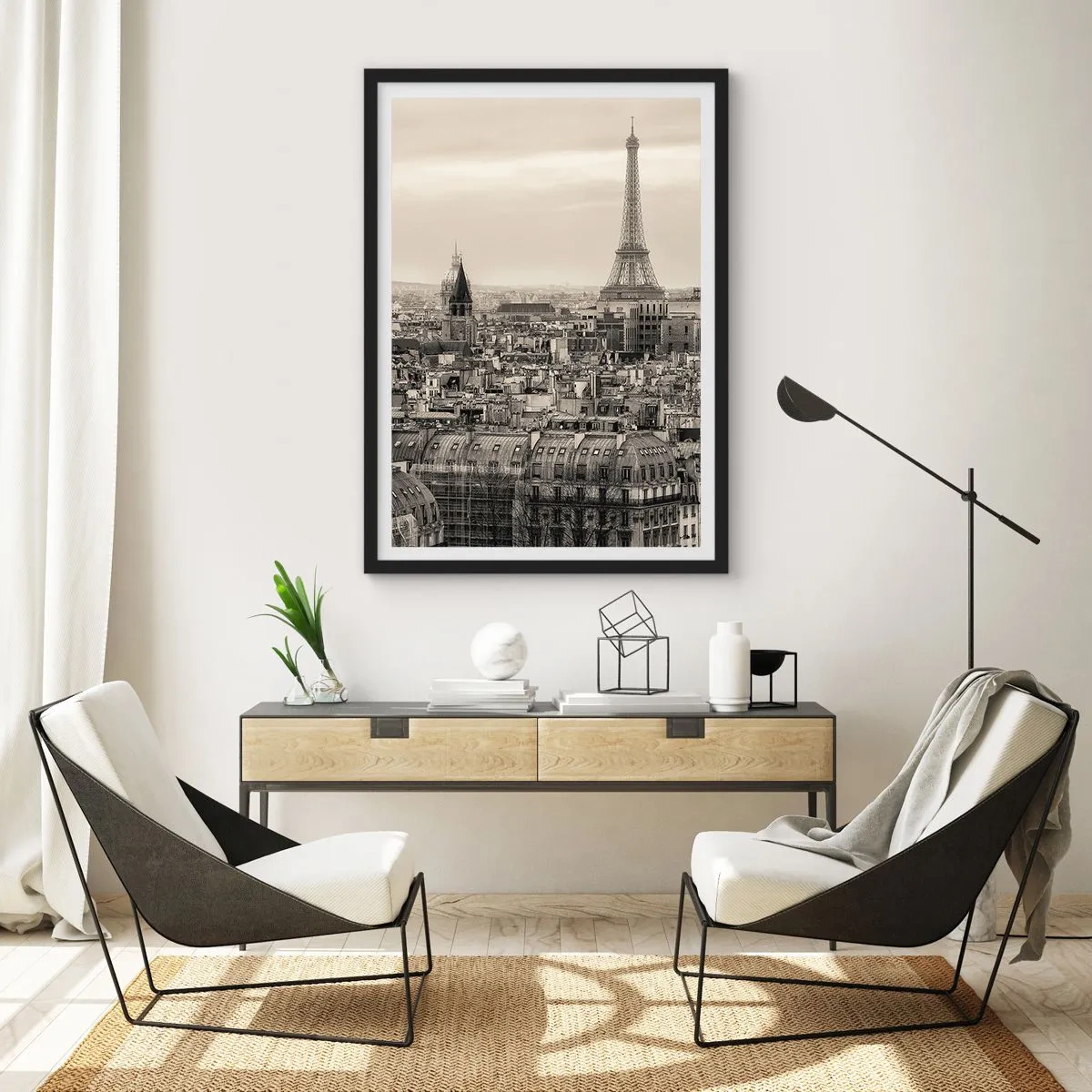 Plakat w czarnej ramie - Nad dachami Paryża - 40x50 cm