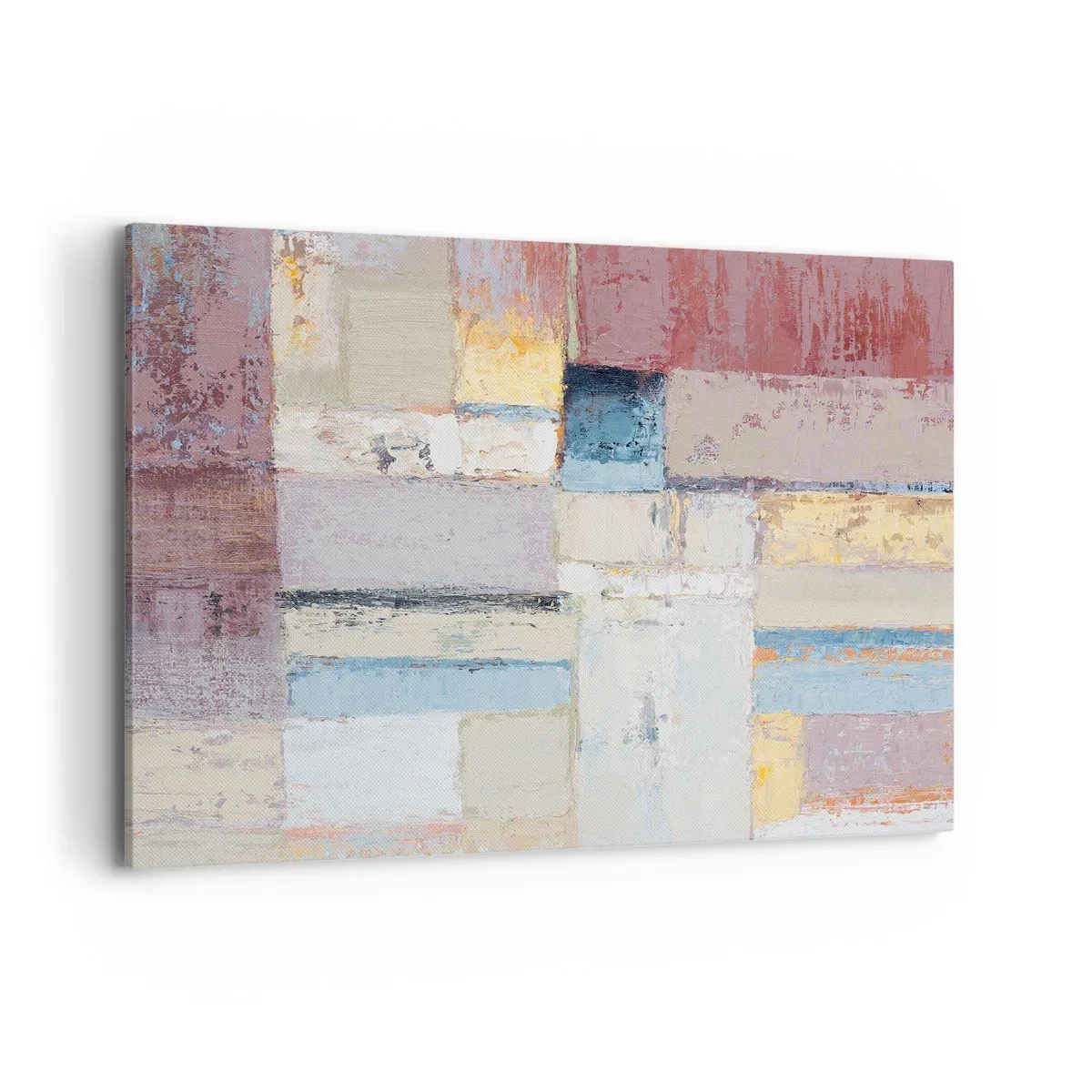 Obraz na płótnie - Geometryczna kompozycja w pastelowych barwach - 100x70cm - Spokój geometrii - Nowoczesna dekoracja ścienna do salonu, kuchni i sypialni ARTTOR