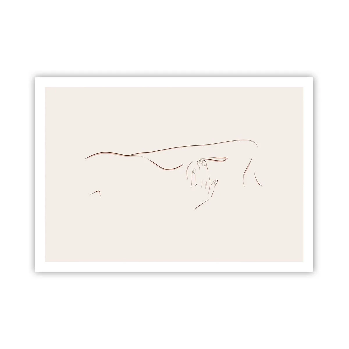 Plakat - Subtelny rysunek linii przedstawiający sylwetkę na jasnym tle - 100x70cm - Kształt pragnienia - Nowoczesna dekoracja ścienna do salonu i sypialni ARTTOR