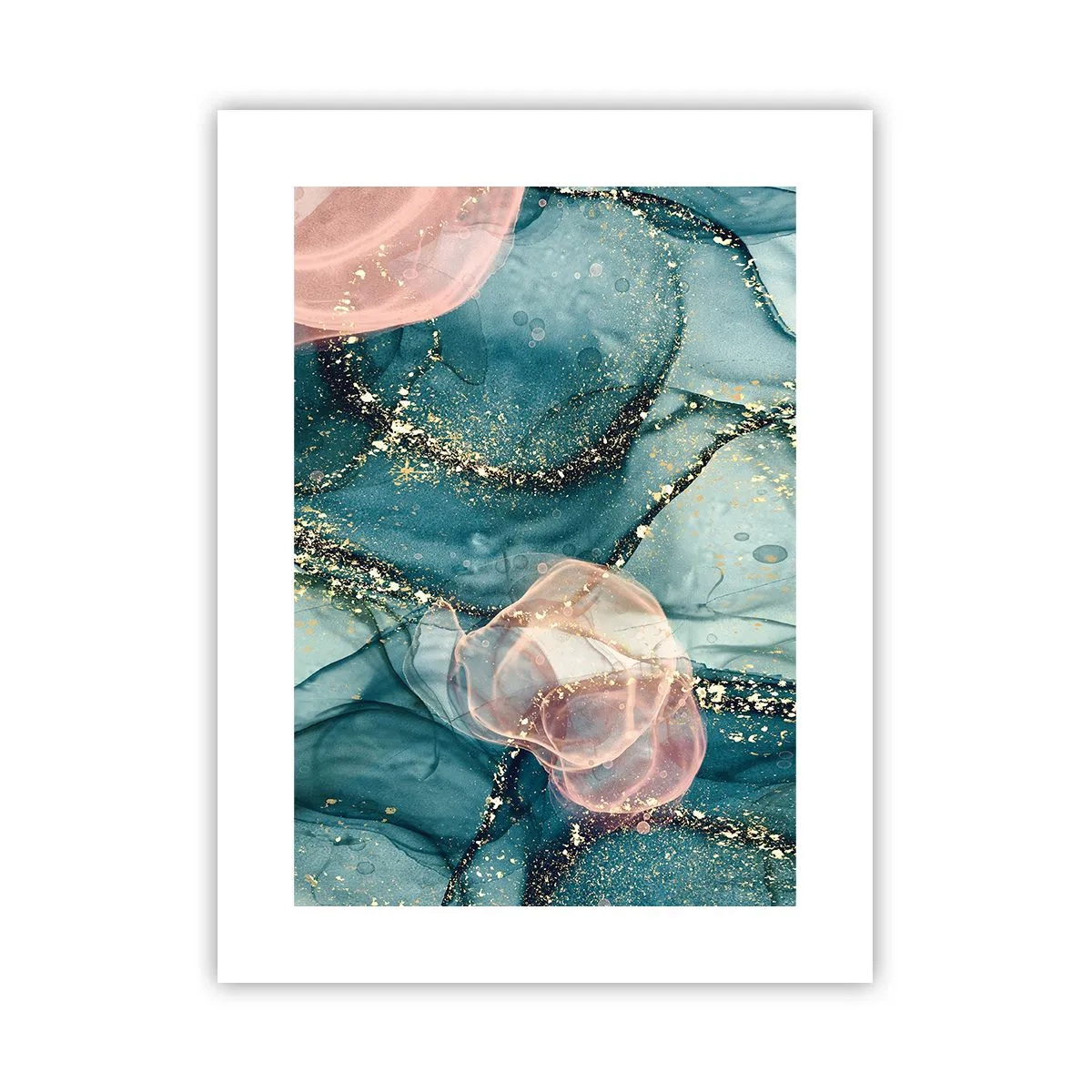 Plakat - Jedwabny błękit, tiulowy róż - 30x40 cm