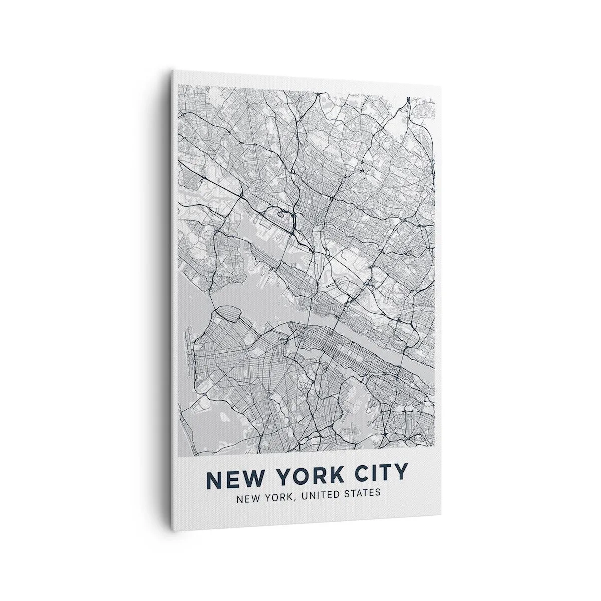 Obraz na płótnie - Mapa miasta w minimalistycznym stylu na szarym tle - 80x120cm - Anatomia metropolii - Nowoczesna dekoracja ścienna do salonu i sypialni ARTTOR