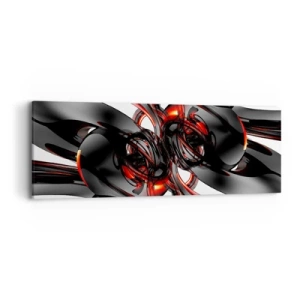 Obraz na płótnie - Ruch w graficie i czerwieni - 90x30 cm