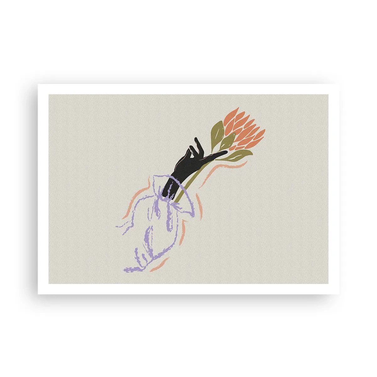 Plakat - Minimalistyczny bukiet kwiatów w delikatnym stylu - 100x70cm - Siostrzany dotyk - Nowoczesna dekoracja ścienna do salonu i sypialni ARTTOR