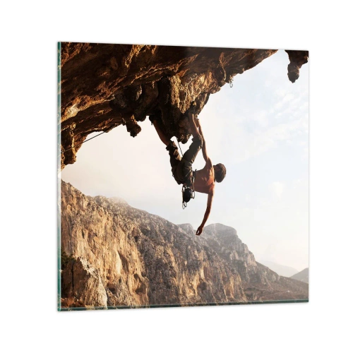 Obraz na szkle - Świat skurczony w garści na obrywie głazu - 70x70 cm