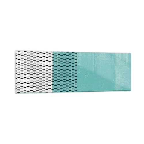 Obraz na szkle - Geometryczna kompozycja z turkusem i liniami - 160x50cm - Kompozycja zrównoważona - Nowoczesna dekoracja ścienna do salonu i sypialni ARTTOR