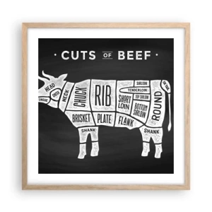 Plakat w ramie jasny dąb - Elementarz masarza - 50x50 cm