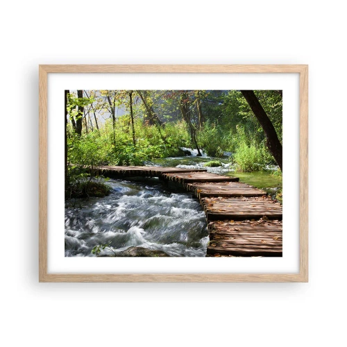 Plakat w ramie jasny dąb - Nad pienistą kaskadą - 50x40 cm