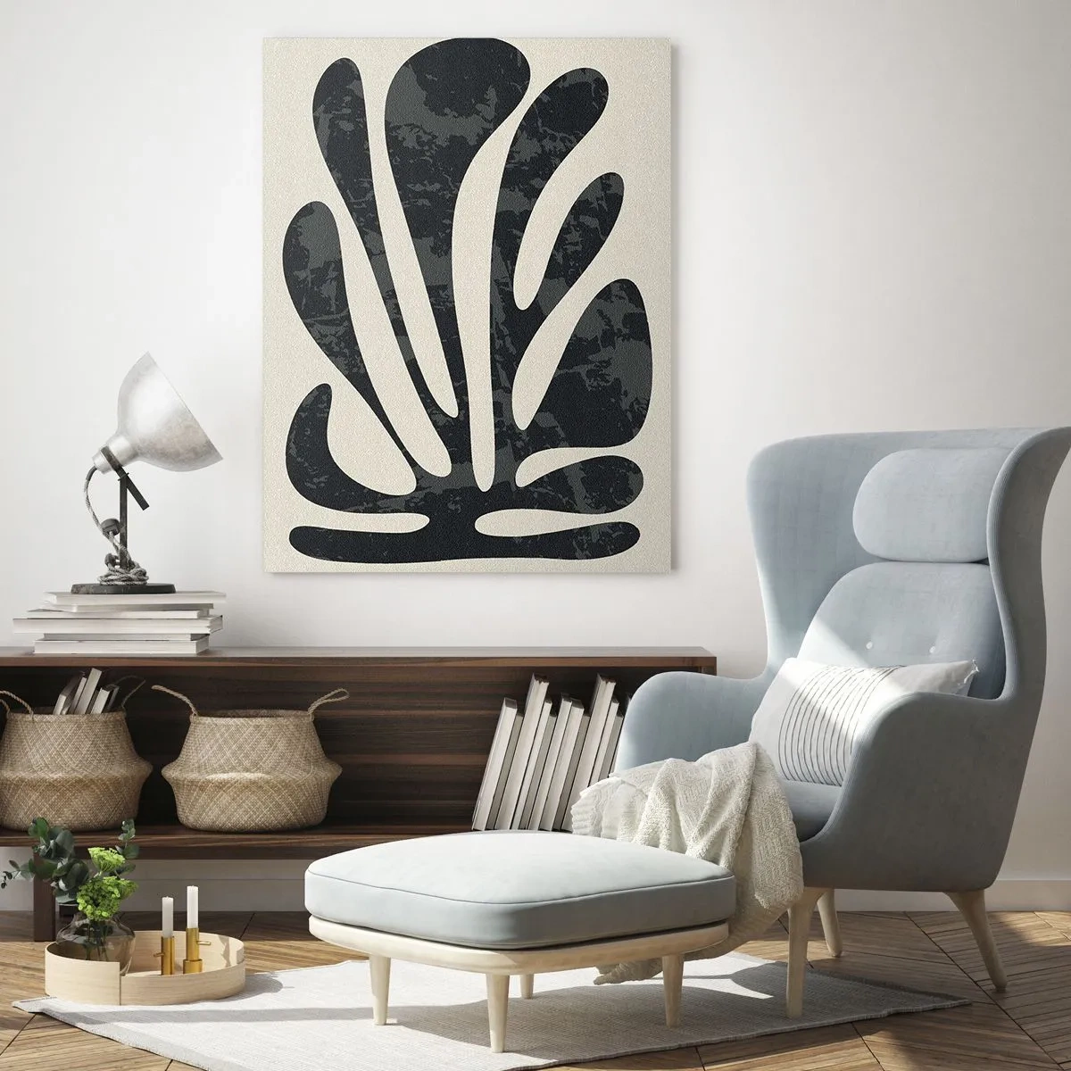 Obraz na szkle - Minimalistyczna abstrakcja w formie organicznych kształtów w odcieniach czerni i szarości - 80x120cm - Abstrakcja wielopalczasta - Nowoczesna dekoracja ścienna do salonu i sypialni ARTTOR