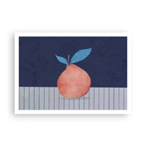 Plakat - Abstrakcyjny owoc na tle kontrastowych kolorów i prostych linii - 100x70cm - Wypukłość i płaszczyzna - Nowoczesna dekoracja ścienna do salonu i sypialni ARTTOR