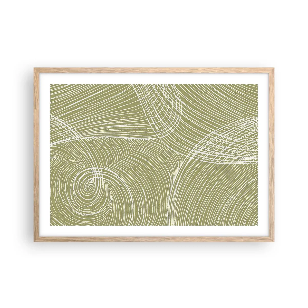 Plakat w ramie jasny dąb - Abstrakcja misterna w bieli - 70x50 cm