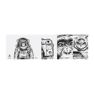 Fototapeta Próbka Samoprzylepna Deluxe Sticker - Alternatywna ewolucja - Abstrakcja, Astronauta, Małpa - 100x30 cm