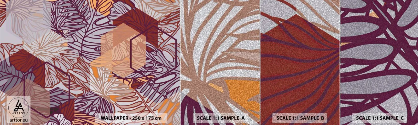 Fototapeta Próbka Premium Sand - Związek niemozliwy geometrii i natury - Abstrakcja, Grafika, Liście - 100x30 cm