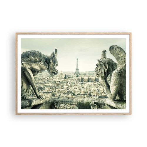 Plakat w ramie jasny dąb - Paryskie pogaduchy - 100x70 cm