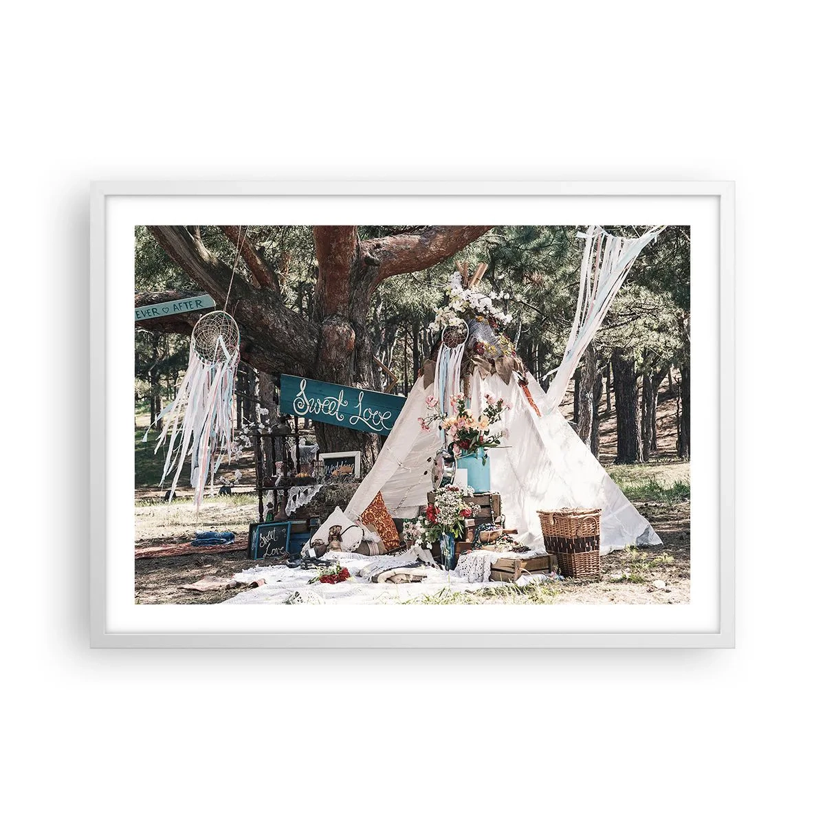 Plakat w białej ramie - Make love… - 70x50 cm