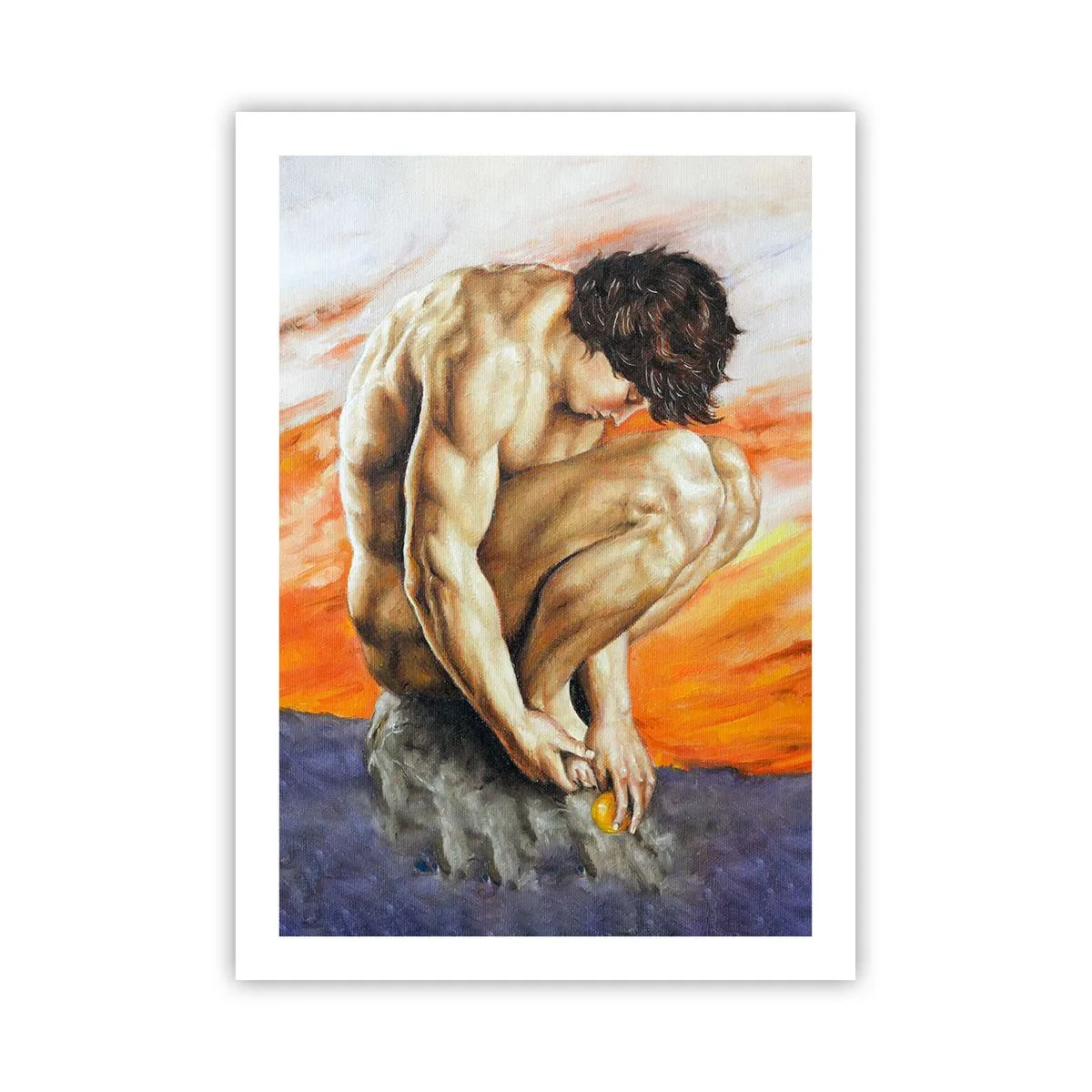 Plakat - Mężczyzna przy pracy, zbliżenie na sylwetkę - 50x70cm - Zatopiony w sobie - Nowoczesna dekoracja ścienna do salonu, kuchni i sypialni ARTTOR