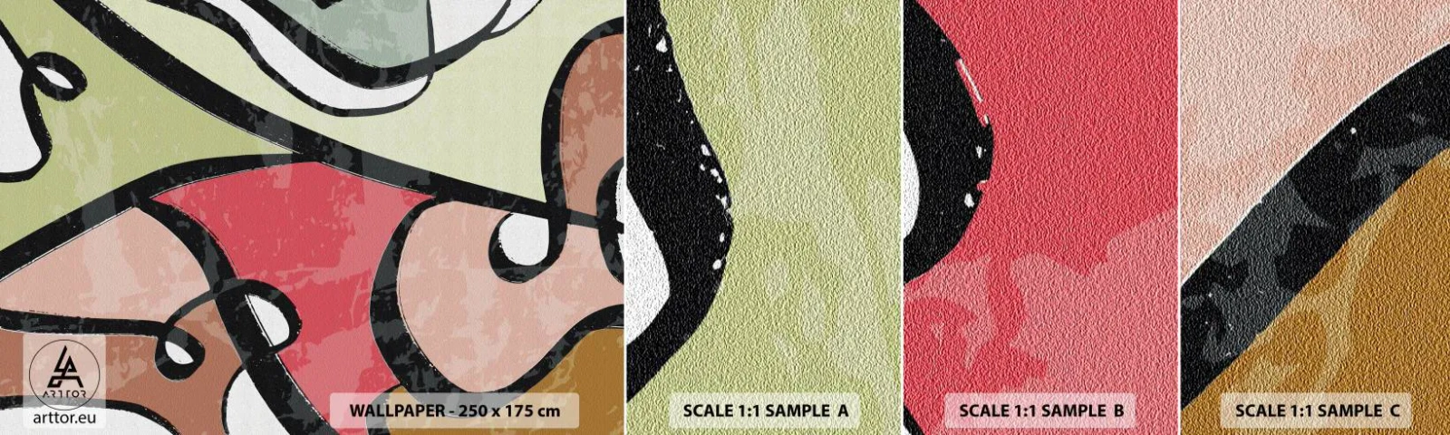 Fototapeta Próbka Samoprzylepna Deluxe Sticker - Piruety wśród barw - Abstrakcja, Sztuka, Nowoczesny - 100x30 cm