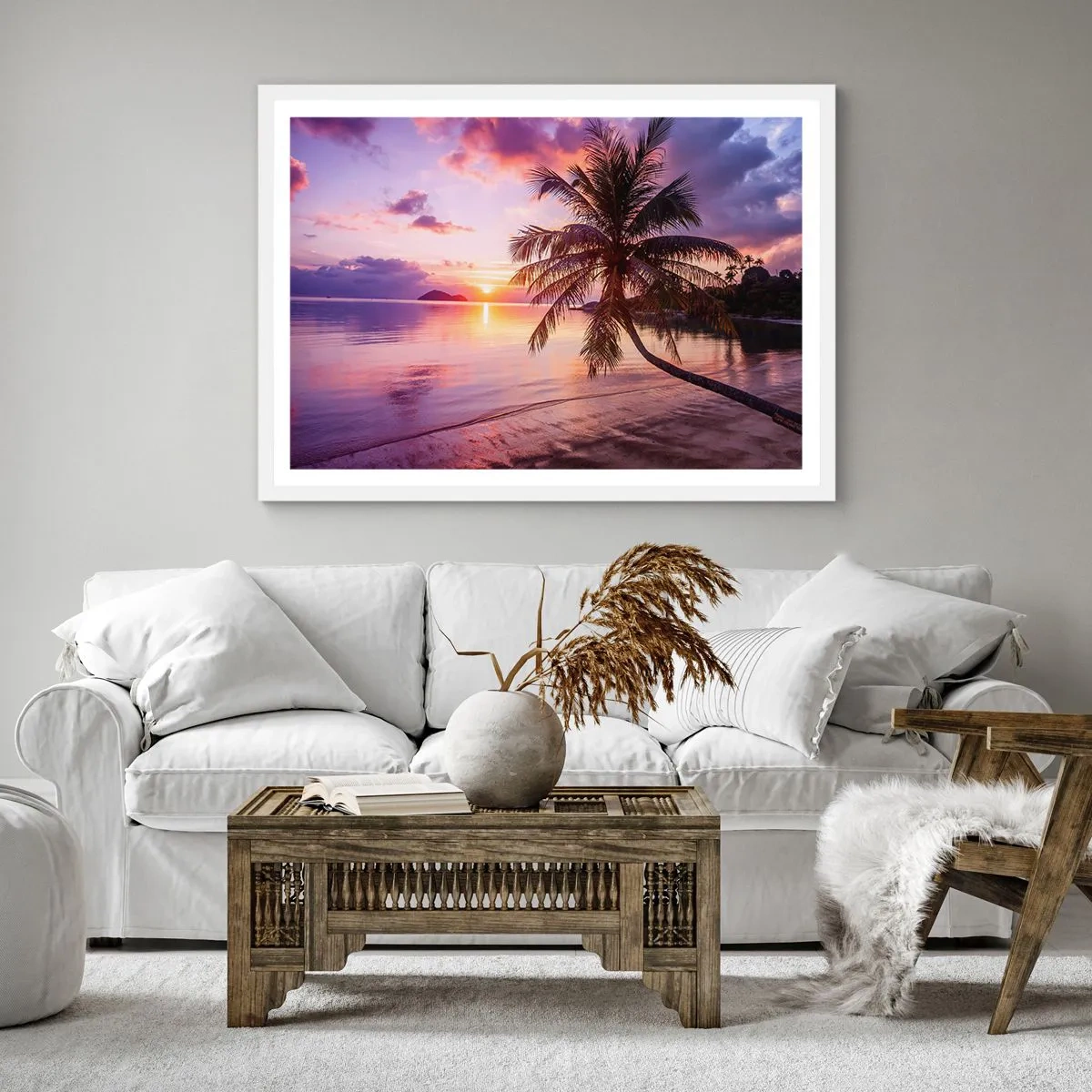 Plakat w białej ramie - Błogość aż po horyzont - 30x30 cm