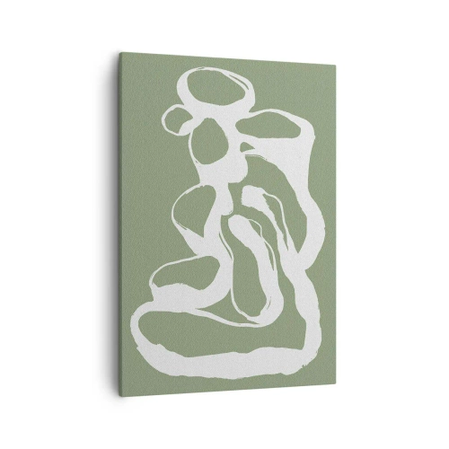 Obraz na płótnie - Minimalistyczna abstrakcja w odcieniach zieleni i bieli - 50x70cm - Wołanie przestrzeni - Nowoczesna dekoracja ścienna do salonu, kuchni i sypialni ARTTOR