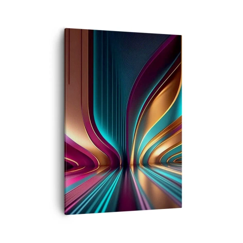 Obraz na płótnie - Futurystyczna abstrakcja z dynamicznymi liniami i światłem - 50x70cm - Architektura światła - Nowoczesna dekoracja ścienna do salonu, kuchni i sypialni ARTTOR