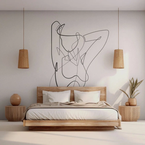 Fototapeta Premium Canvas - Minimalistyczny kontur kobiecej sylwetki - 100x70cm - Naprawdę, jaka jesteś... - Nowoczesna dekoracja ścienna do salonu i sypialni ARTTOR