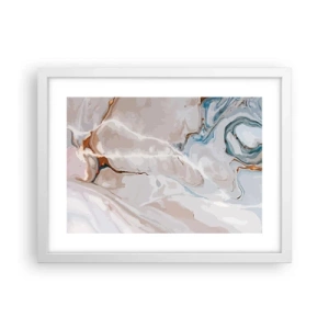 Plakat w białej ramie - Błękitne meandry pod bielą - 40x30 cm