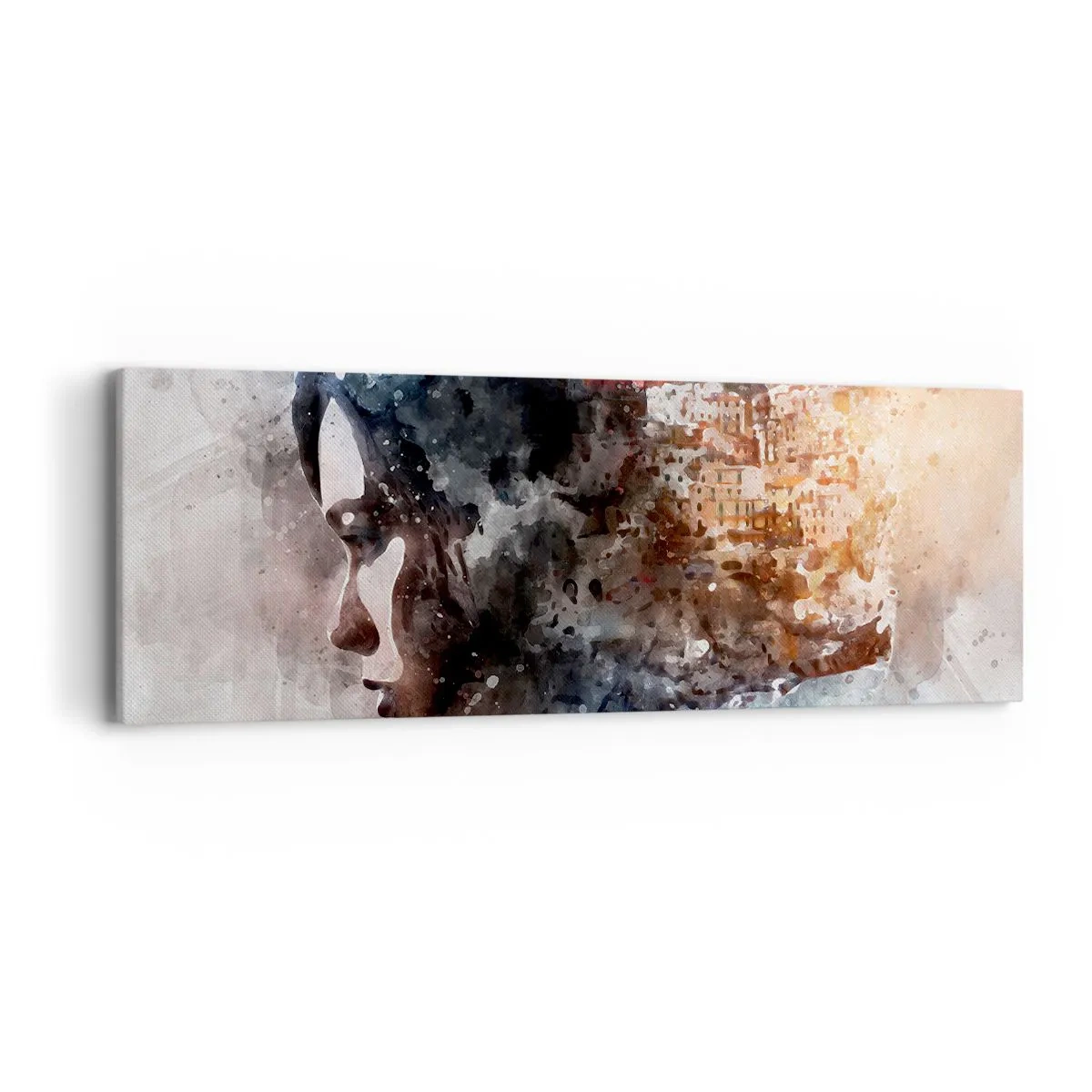 Obraz na płótnie - Opowieść o dziewczynie z miastem w tle - 90x30 cm