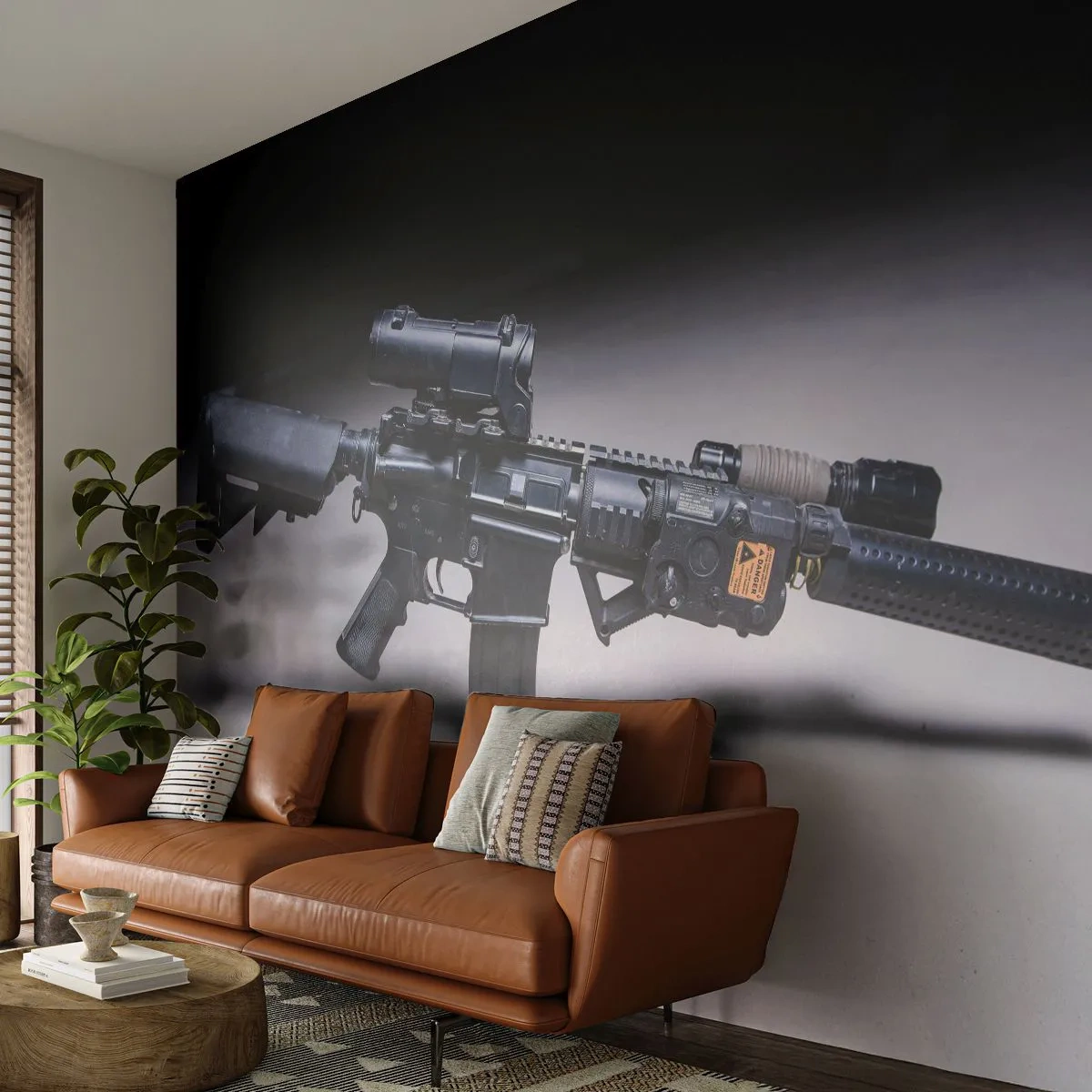 Fototapeta Samoprzylepna Deluxe Sticker - Mroczny rycerz - Militaria, Karabin, Broń - 250x175 cm