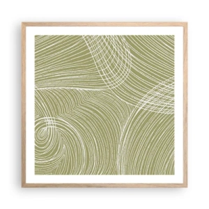 Plakat w ramie jasny dąb - Abstrakcja misterna w bieli - 60x60 cm