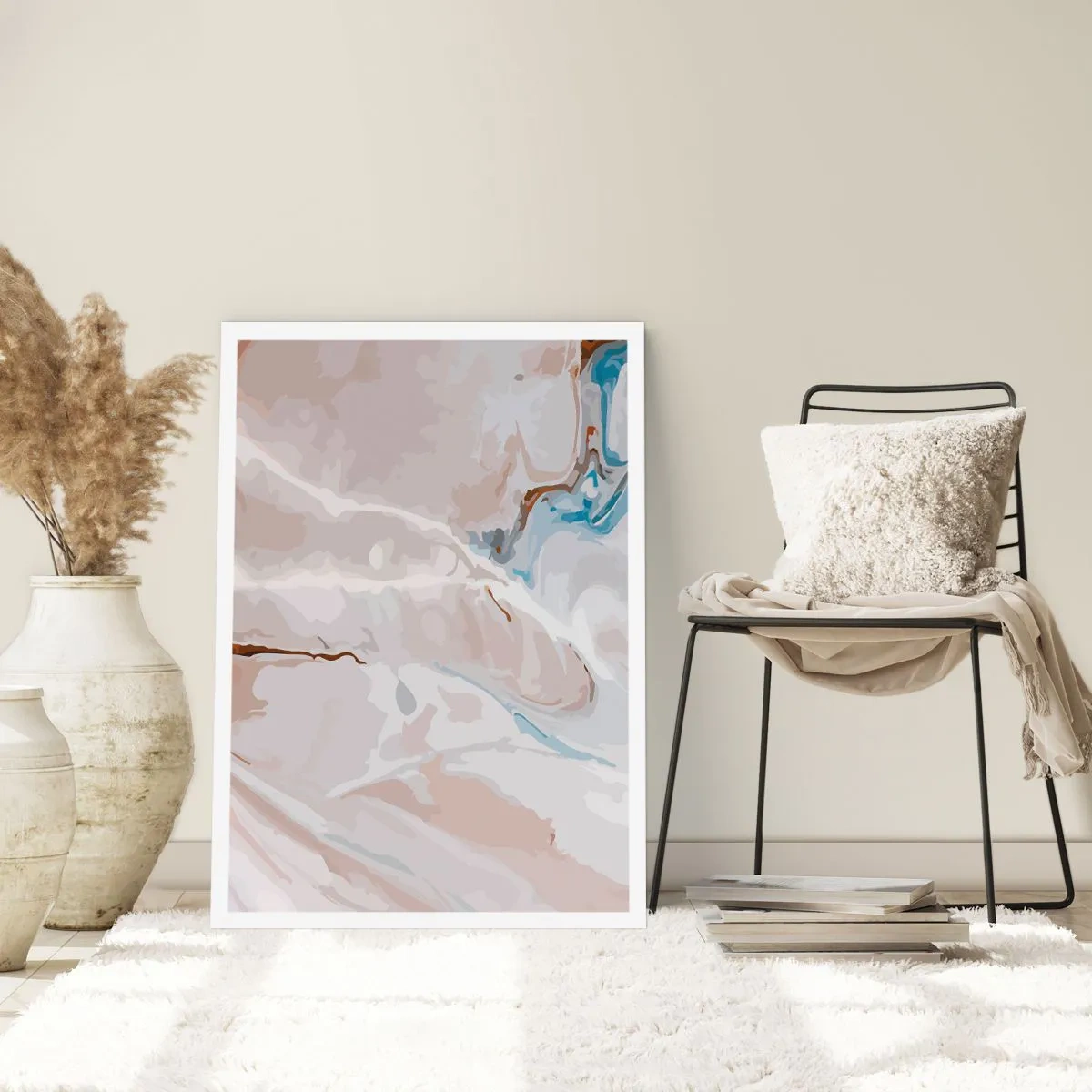 Plakat - Błękitne meandry pod bielą - 70x100 cm